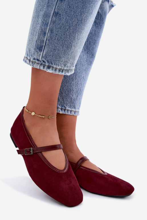 Bordeaux ballerina's met bandjes van faux suede Felora