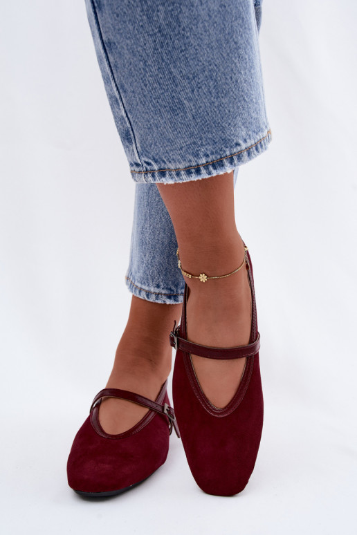 Bordeaux ballerina's met bandjes van faux suede Felora