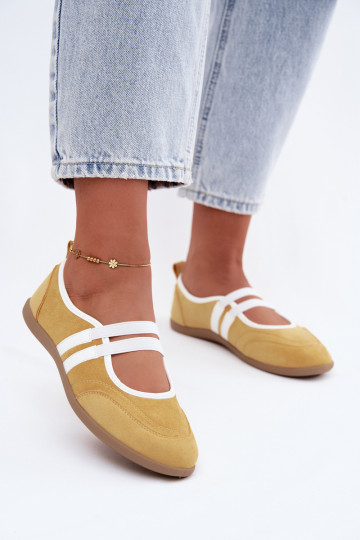 Gelbe sportliche Ballerinas mit elastischen Riemen Donatella 2