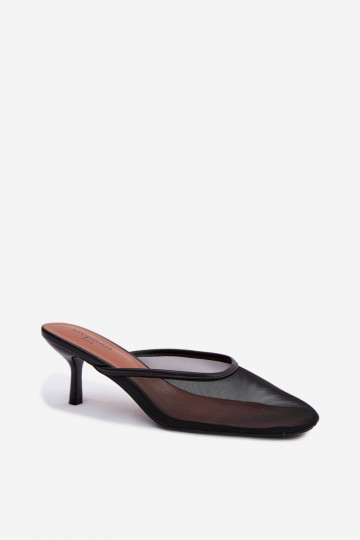 Chaussons en mesh noirs à talons fins Calmio 2
