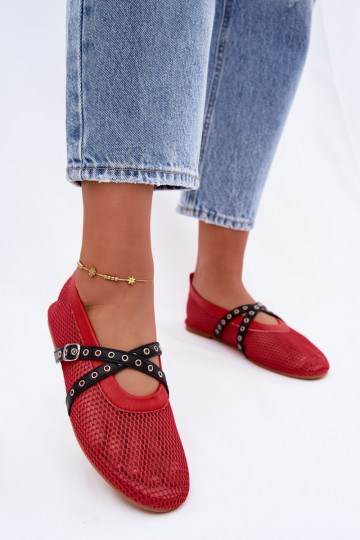 Ballerines en mesh rouges avec des brides Salliroe