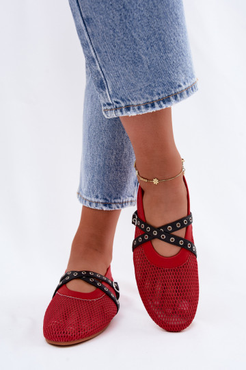 Ballerines en mesh rouges avec des brides Salliroe 2