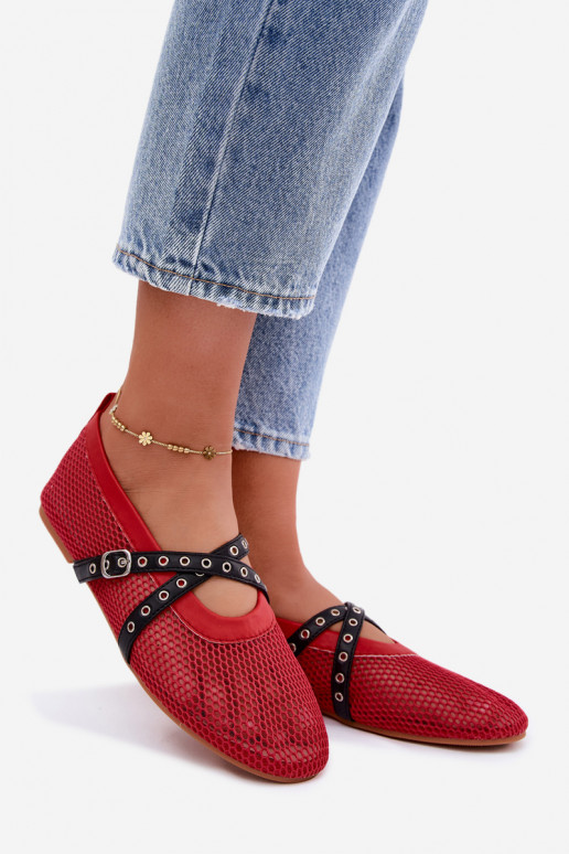 Ballerines en mesh rouges avec des brides Salliroe