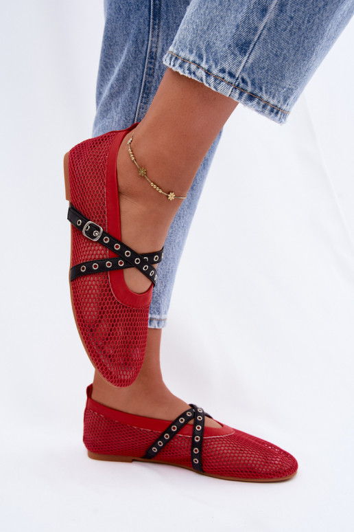 Ballerines en mesh rouges avec des brides Salliroe