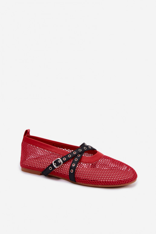 Ballerines en mesh rouges avec des brides Salliroe