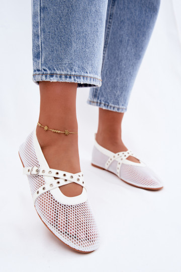 Ballerines en mesh avec brides en blanc Salliroe
