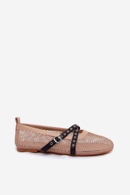 Ballerines en mesh avec brides en couleur sable Salliroe