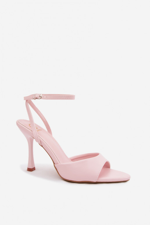 Sandales roses pour femmes à talons fins en cuir synthétique Palmer