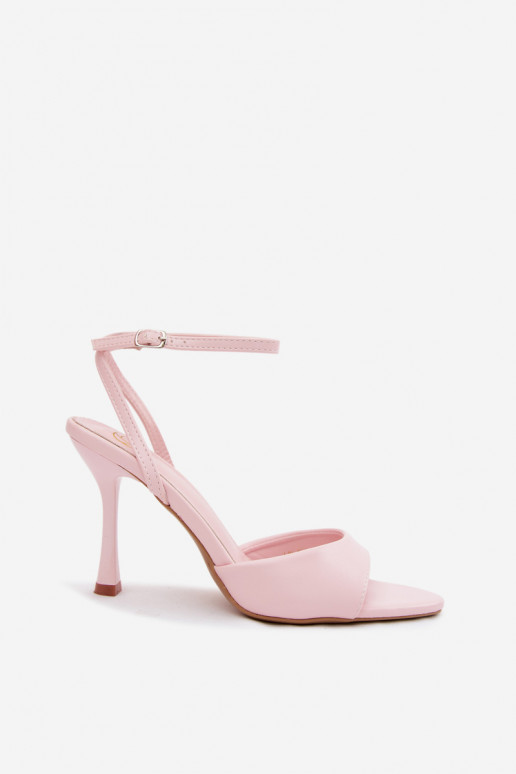 Roze damesandalen met dunne hakken van faux leather Palmer