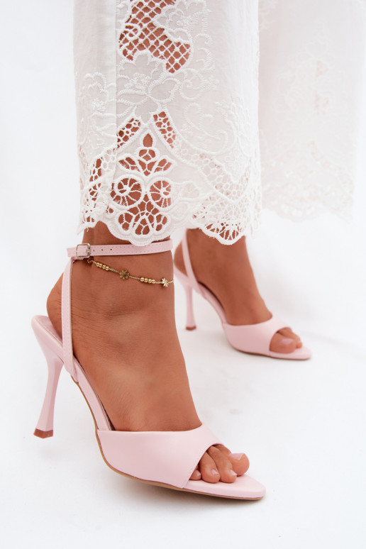 Sandales roses pour femmes à talons fins en cuir synthétique Palmer