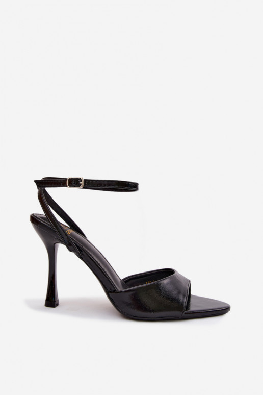Schwarze Damen-Sandalen mit dünnen Absätzen aus Kunstleder Palmer