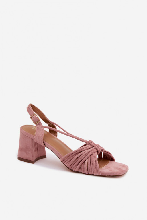 Damen-Sandalen mit Riemen und Absätzen in rosa Taffina