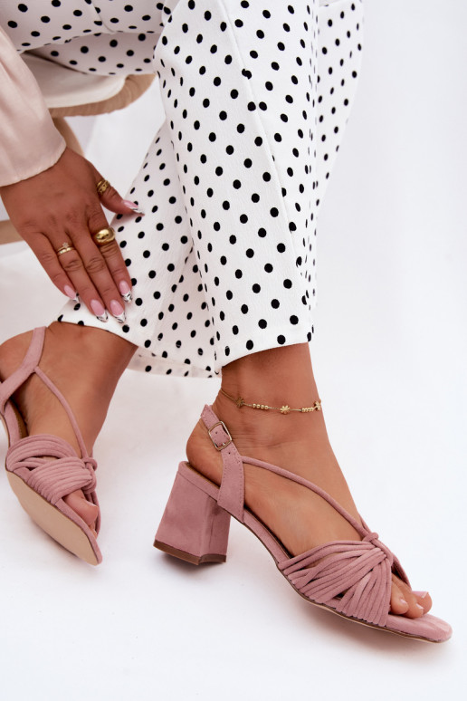 Damen-Sandalen mit Riemen und Absätzen in rosa Taffina