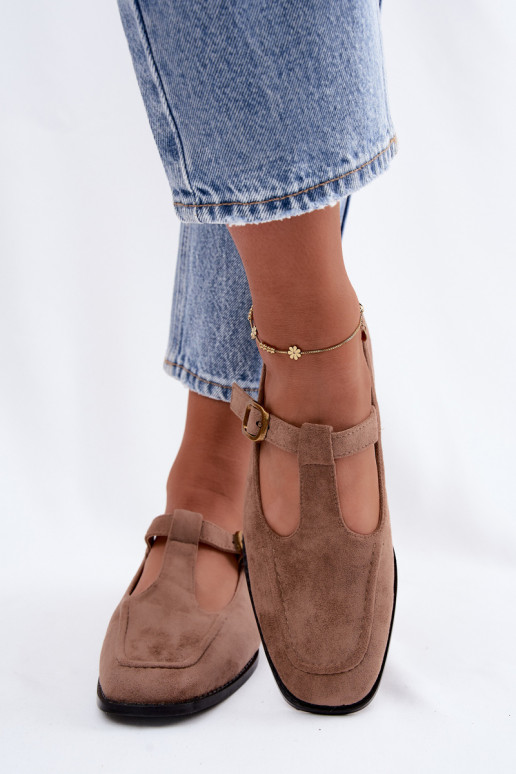 Dameschoenen met banden van faux suede in khaki Bonnia