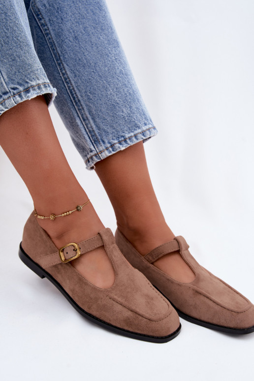 Dameschoenen met banden van faux suede in khaki Bonnia