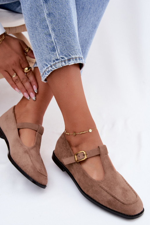 Dameschoenen met banden van faux suede in khaki Bonnia