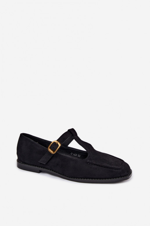 Chaussures noires pour femmes avec des brides en daim synthétique Bonnia