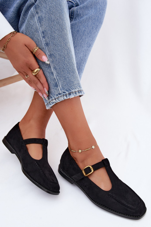 Chaussures noires pour femmes avec des brides en daim synthétique Bonnia