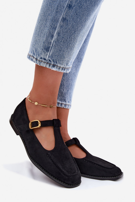 Chaussures noires pour femmes avec des brides en daim synthétique Bonnia