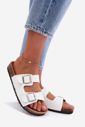 Chaussons blancs pour femmes avec des boucles Verbelle