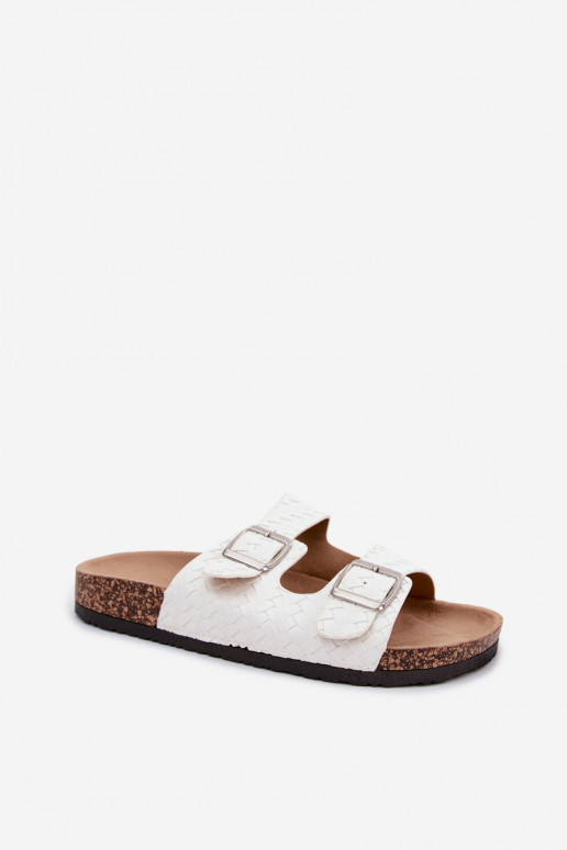Witte dames slippers met gespen Verbelle