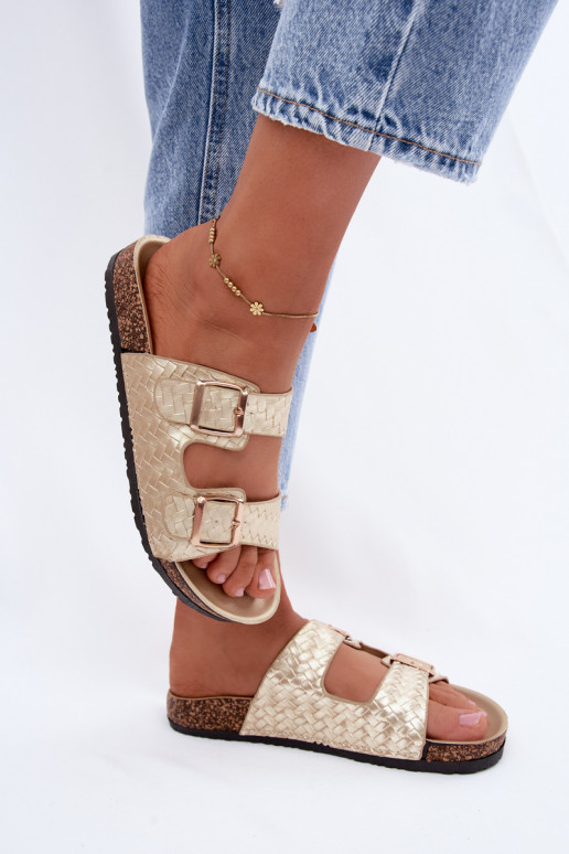 Chaussons dorés pour femmes avec des boucles Verbelle