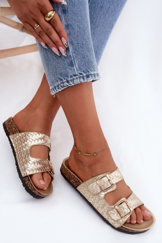 Chaussons dorés pour femmes avec des boucles Verbelle