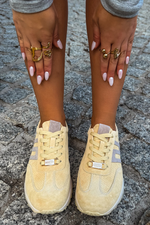 Gelbe Damen-Sneaker Lovey aus Kunstveloursleder