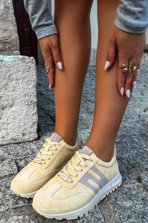Baskets jaunes pour femmes Lovey en daim synthétique