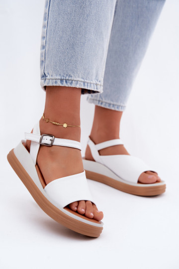 Weiße Damen-Sandalen mit Plattform