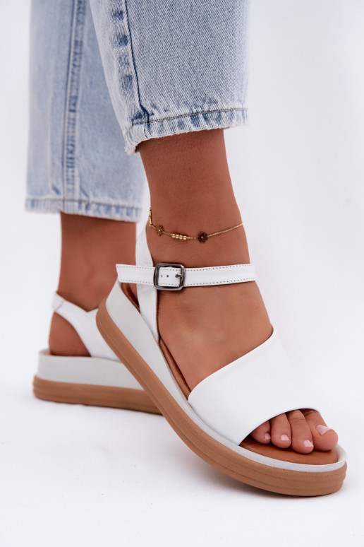 Weiße Damen-Sandalen mit Plattform