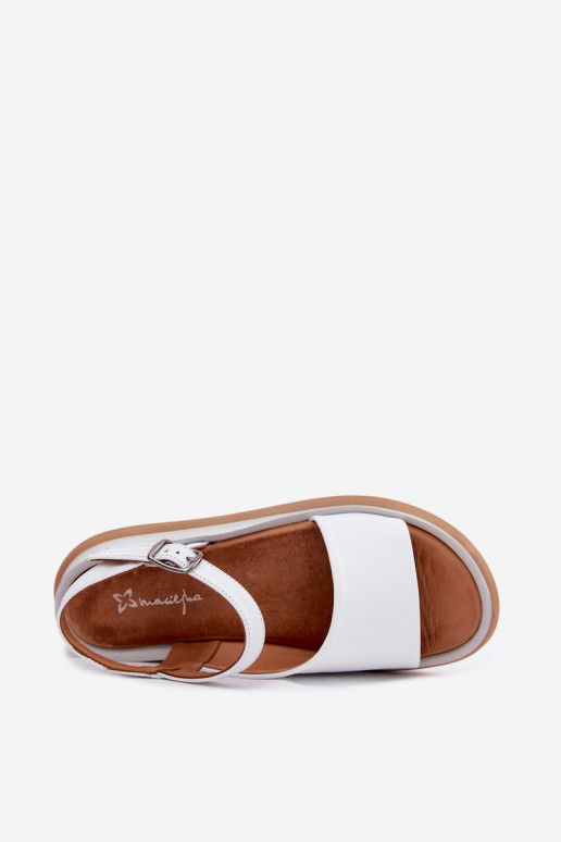 Weiße Damen-Sandalen mit Plattform