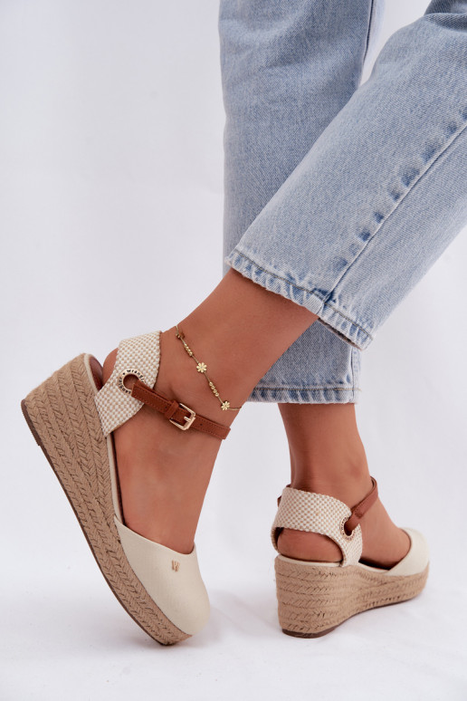 Zandkleurige espadrilles met platform