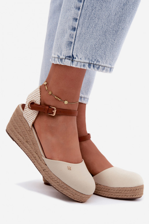 Zandkleurige espadrilles met platform