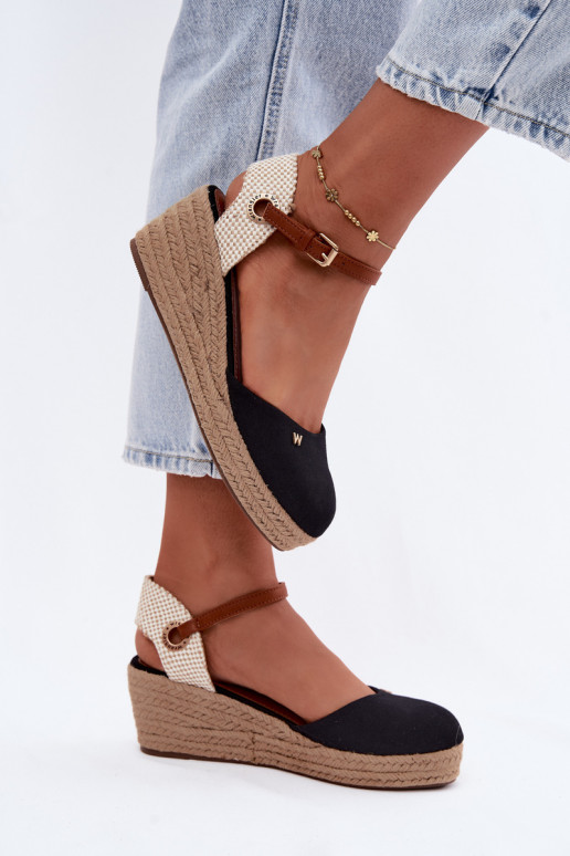 Zwarte espadrilles met platform
