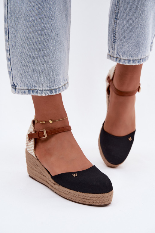 Zwarte espadrilles met platform