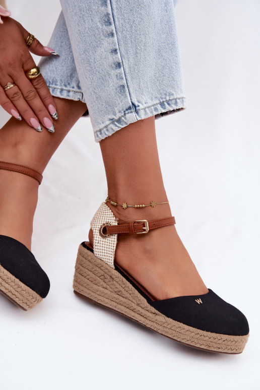 Zwarte espadrilles met platform