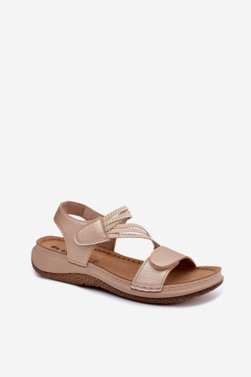 Gouden dames sandalen met elastische bandjes