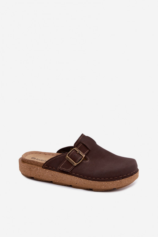 Chaussons avec boucles Inblu, couleur chocolat