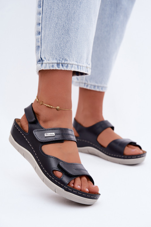 Donkerblauwe dames sandalen Inblu