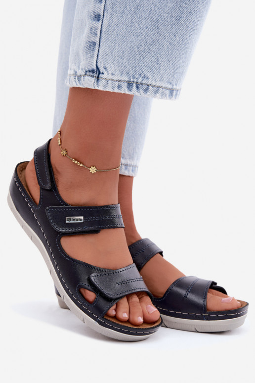 Donkerblauwe dames sandalen Inblu