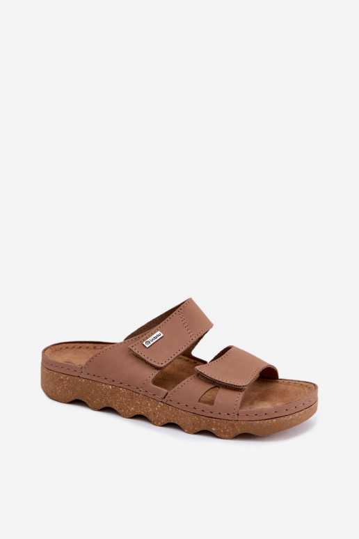 Chaussons en cuir marron avec fermeture adhésive Inblu