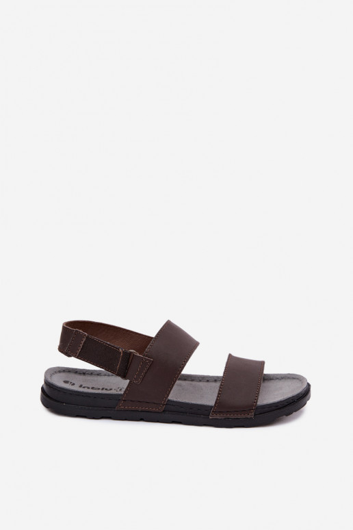 Donkerbruine heren sandalen INBLU