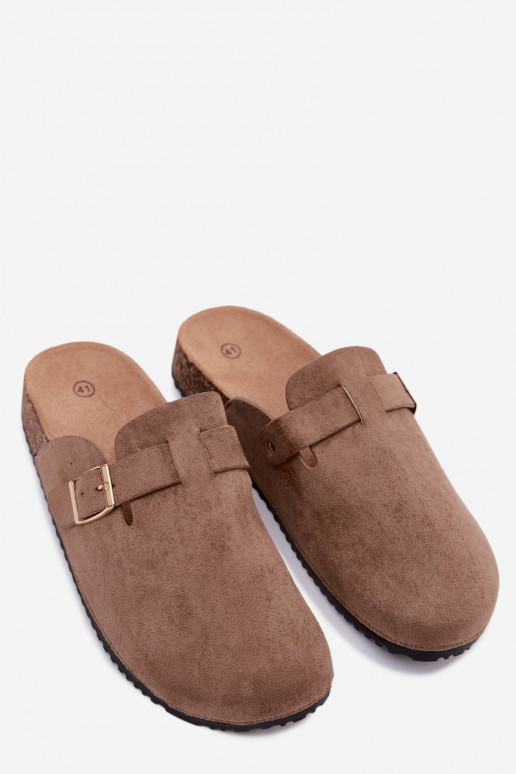 Damenclogs mit goldenen Schnallen in Khaki Alpine