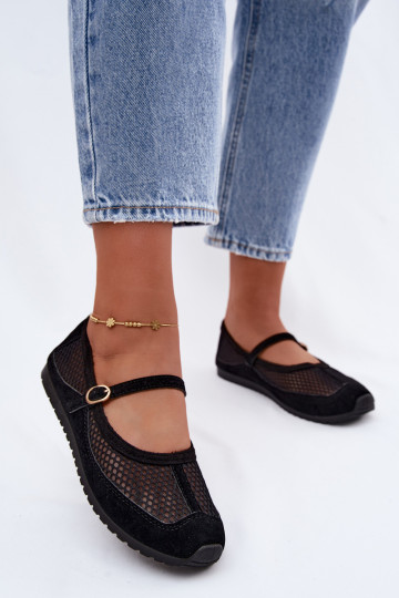 Ballerines en mesh avec brides noires Chicca