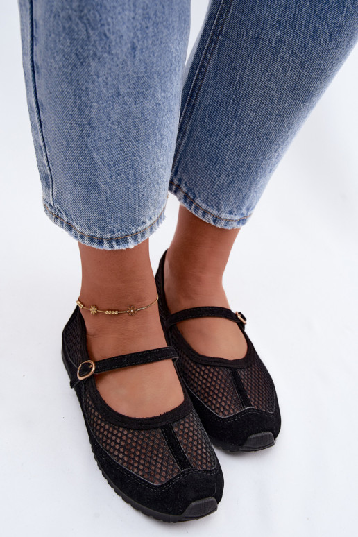 Ballerines en mesh avec brides noires Chicca