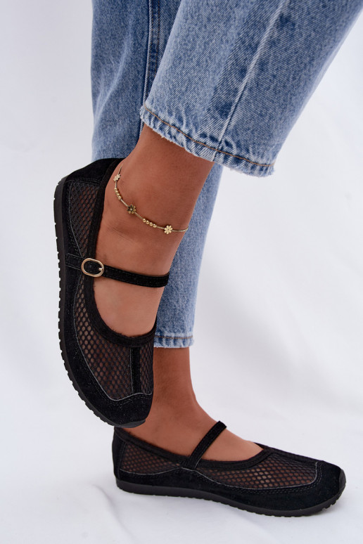 Ballerines en mesh avec brides noires Chicca