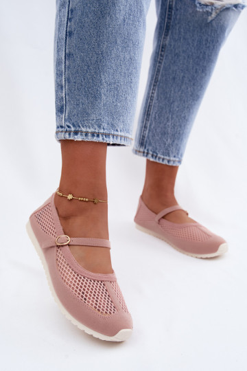 Mesh ballerina's met bandjes in roze Chicca