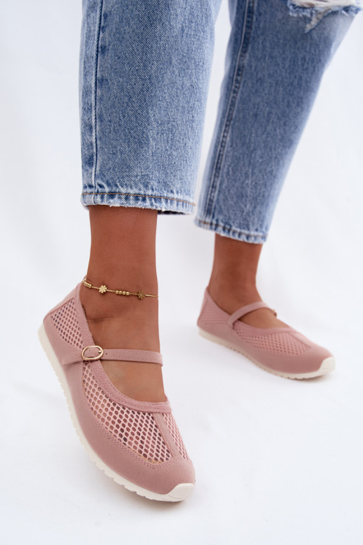Ballerines en mesh avec brides roses Chicca