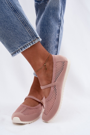 Mesh ballerina's met bandjes in roze Chicca 2